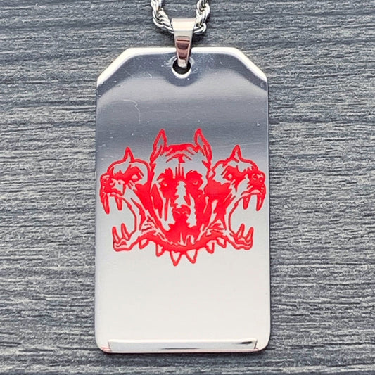 Red 'CITY MORGUE' Toe Tag Necklace