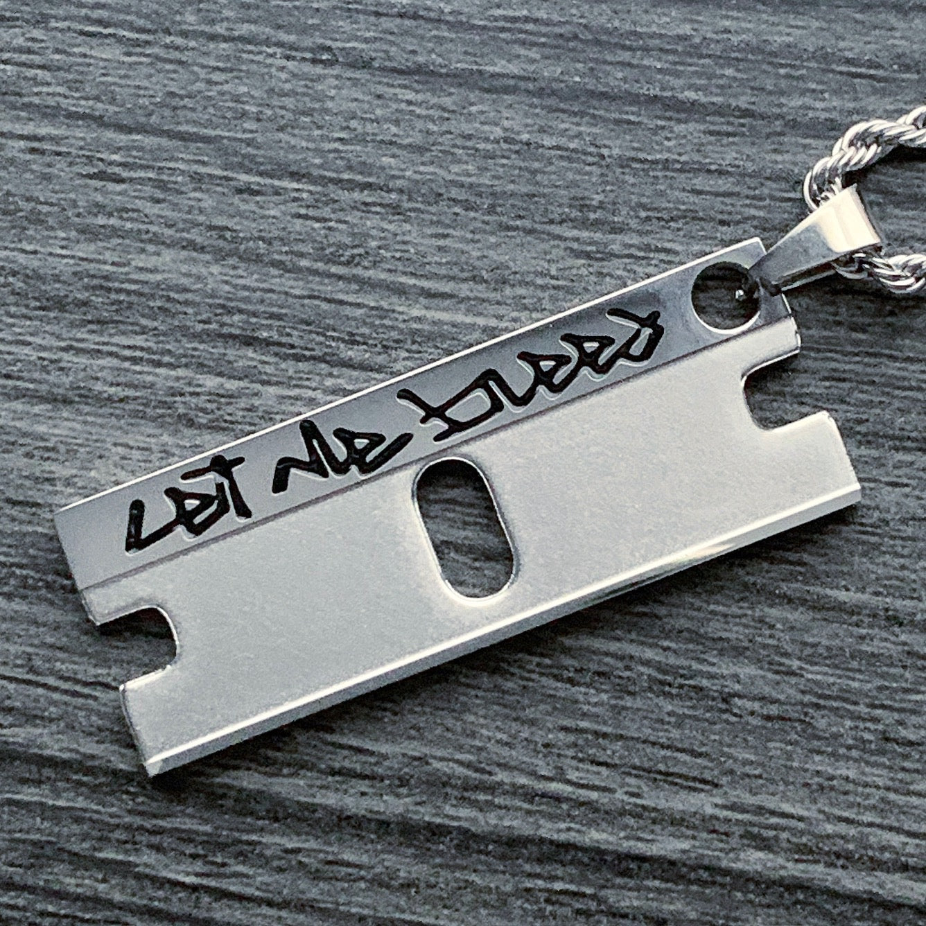 Black 'Let Me Bleed' Razor Necklace