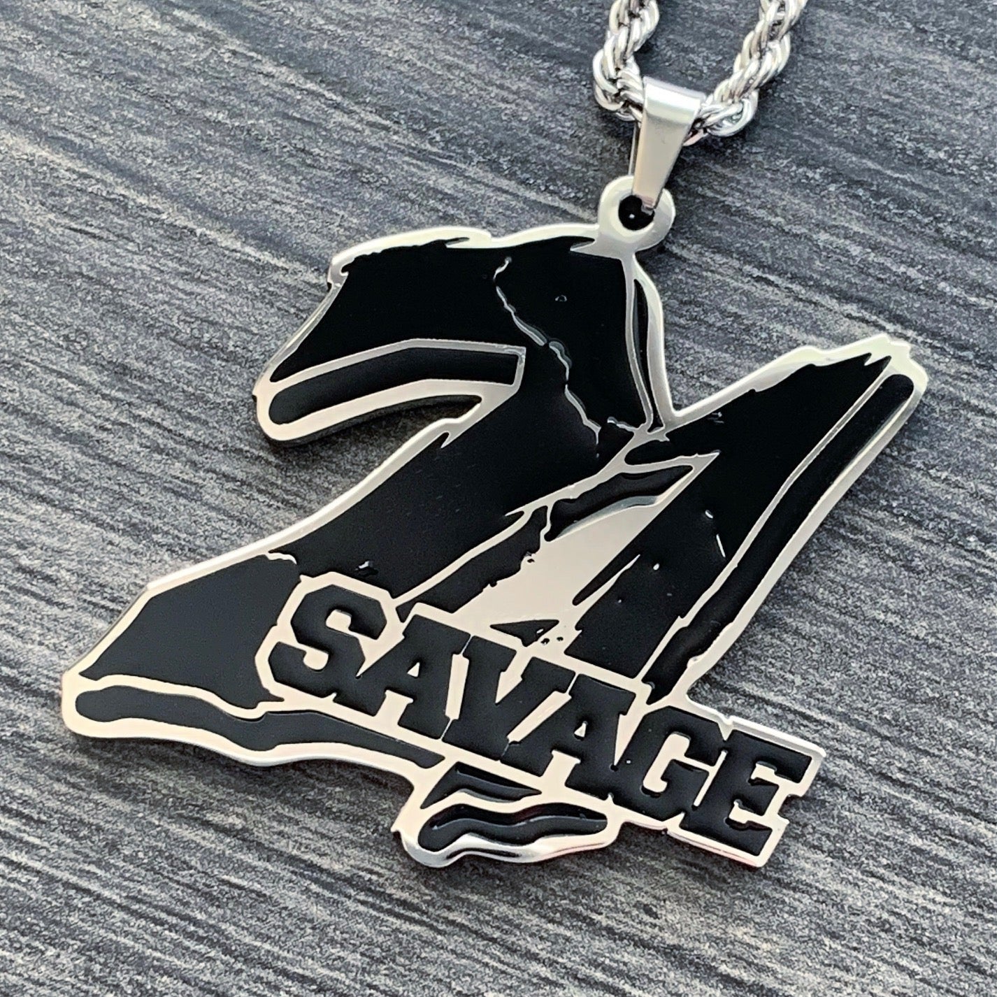 Black '21 SAVAGE' Necklace