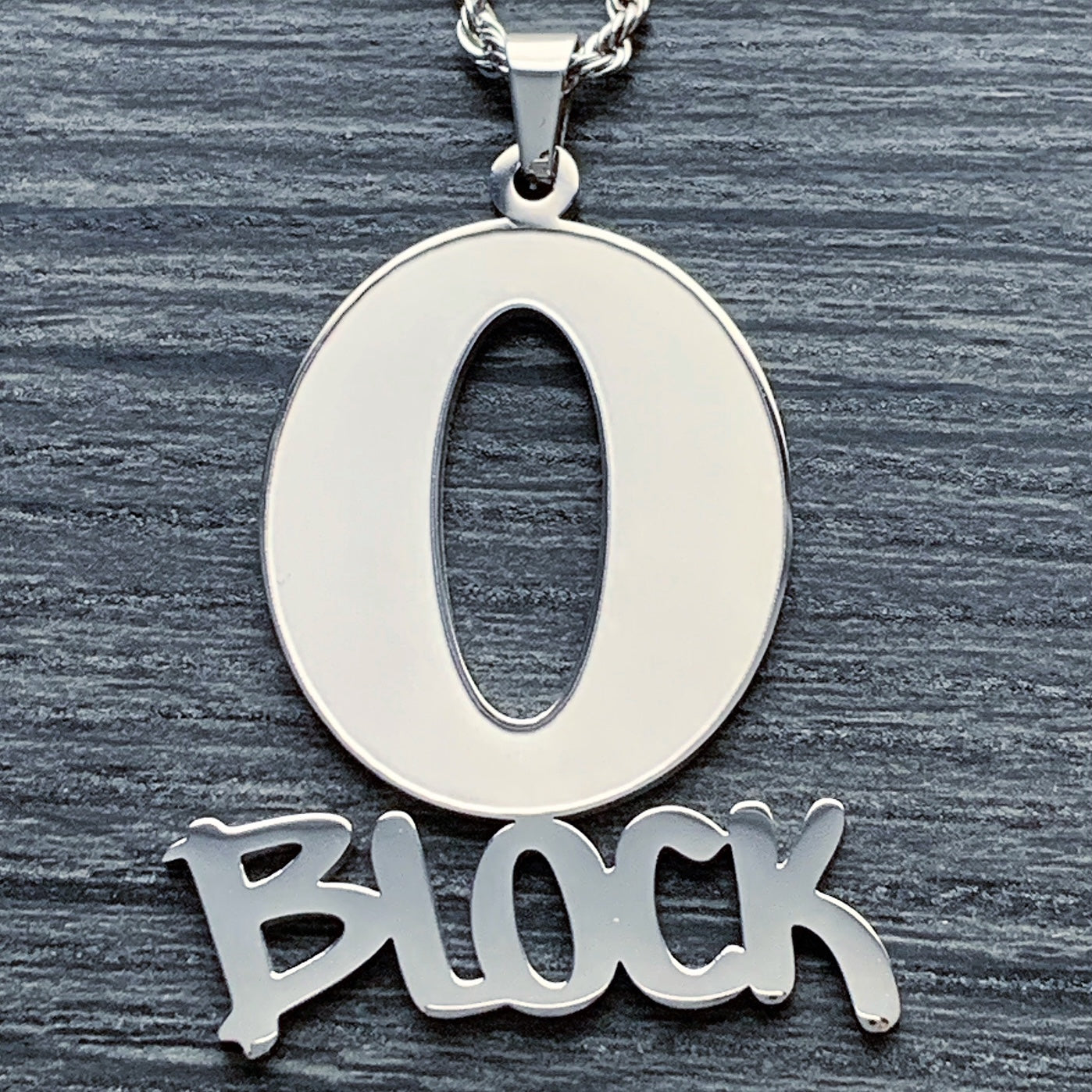 Etched 'O Block' Necklace