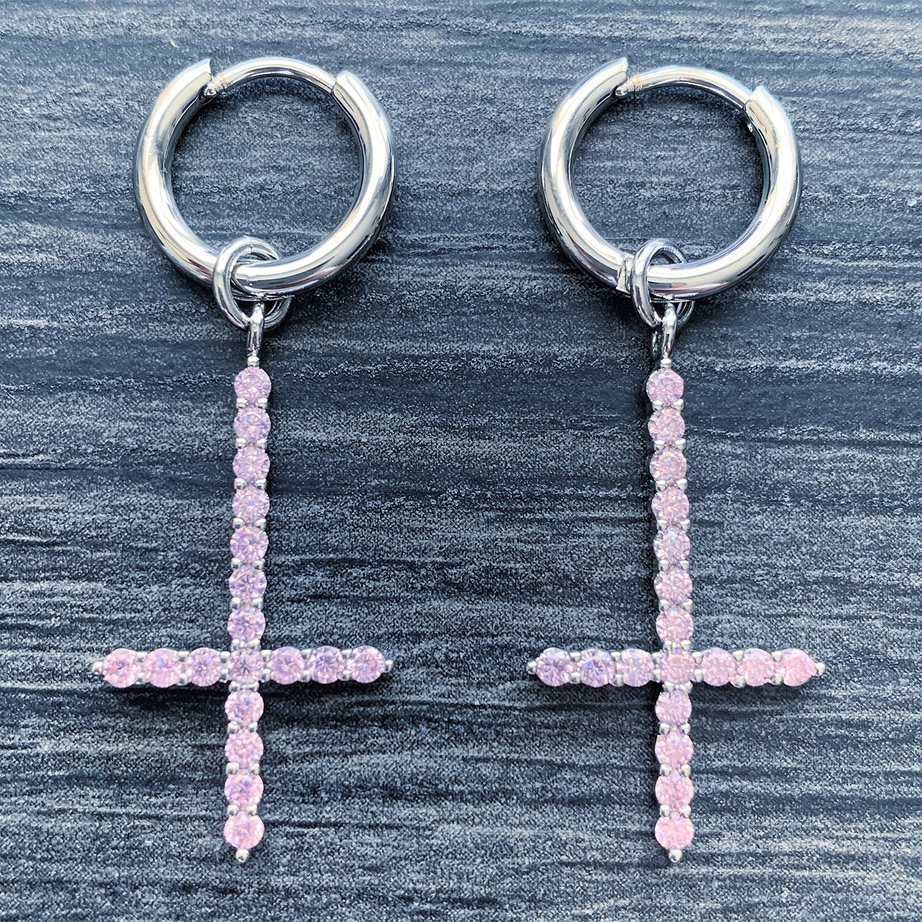 Pink 'Cross' Earring