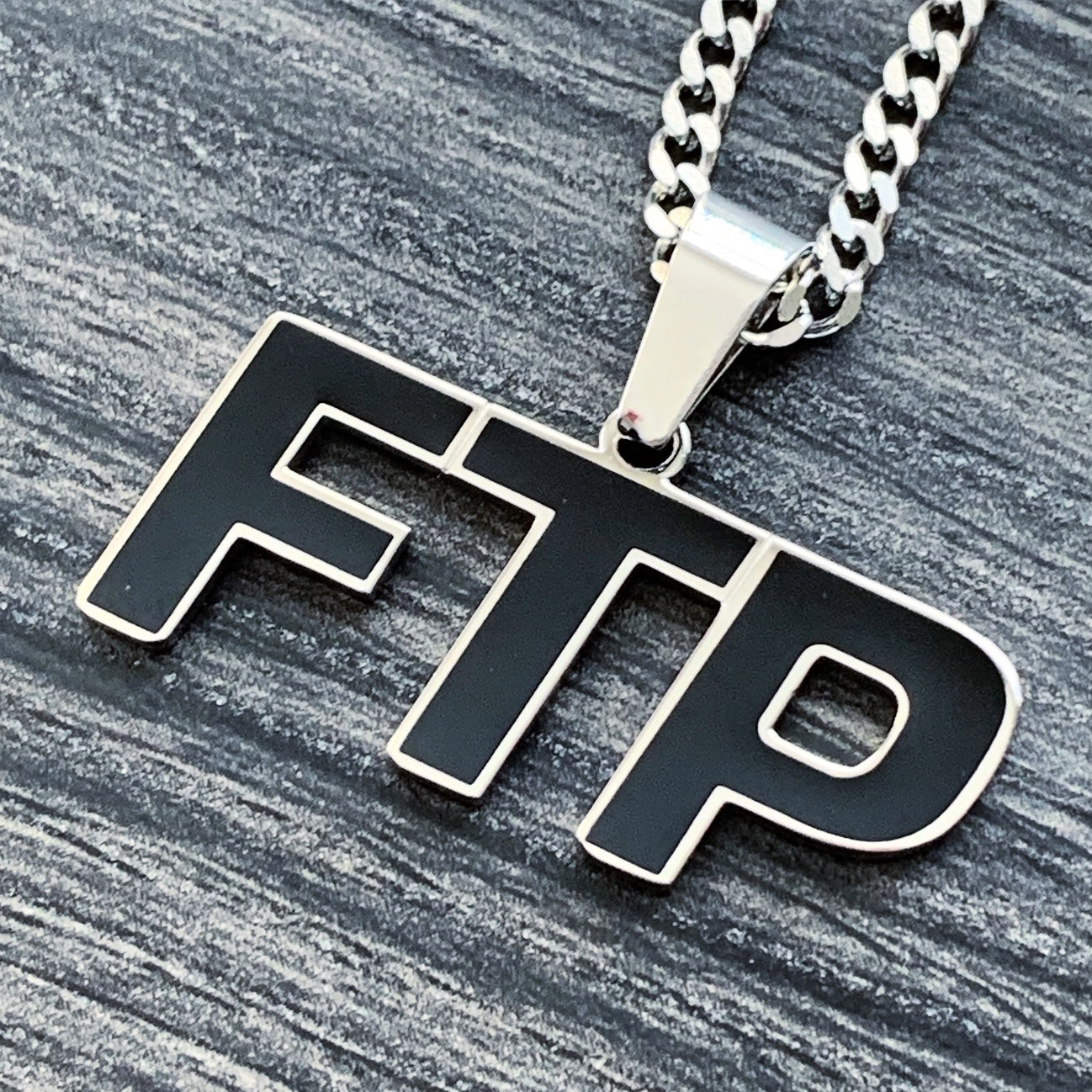 Black 'FTP' Necklace