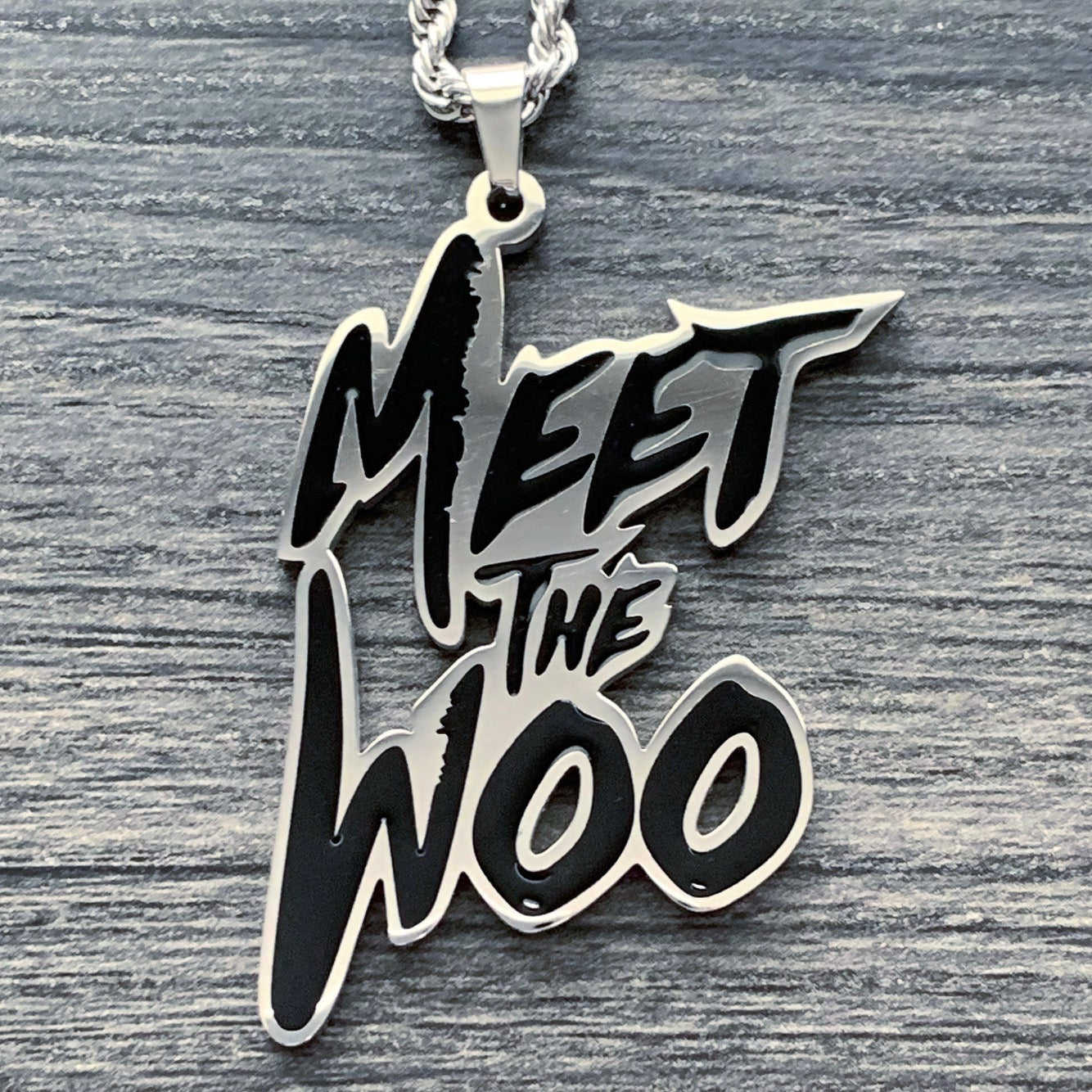 Black 'Meet the Woo' Necklace