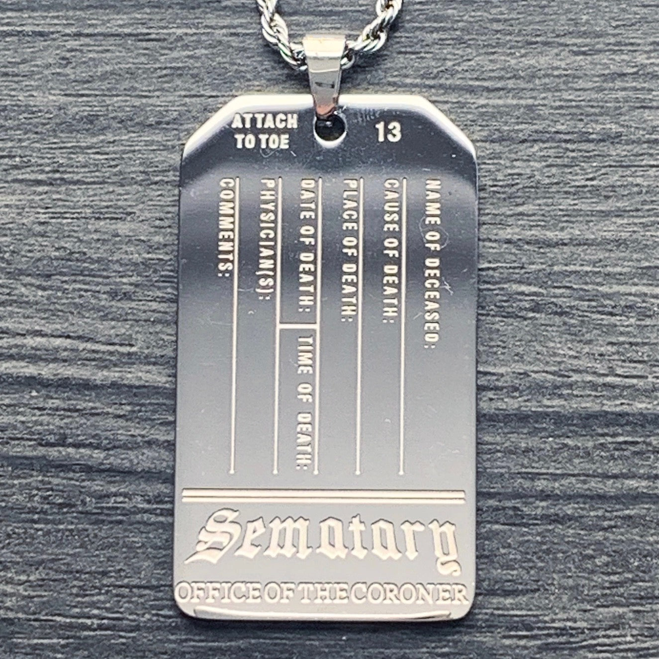 Sematary 'Toe Tag' Necklace