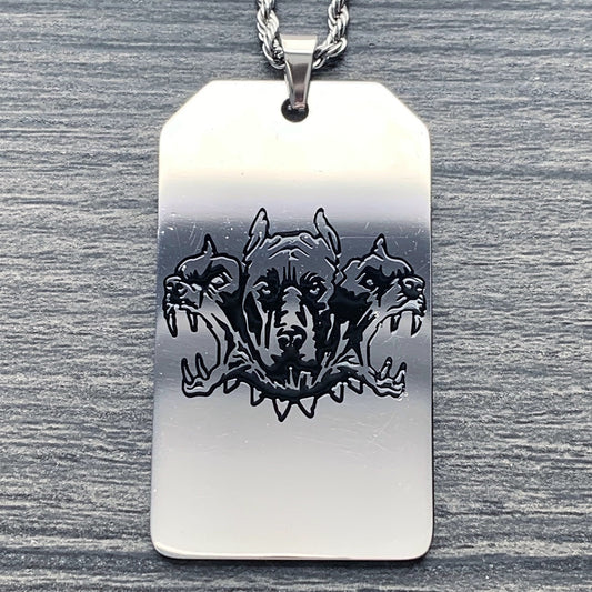 Black 'CITY MORGUE' Toe Tag Necklace