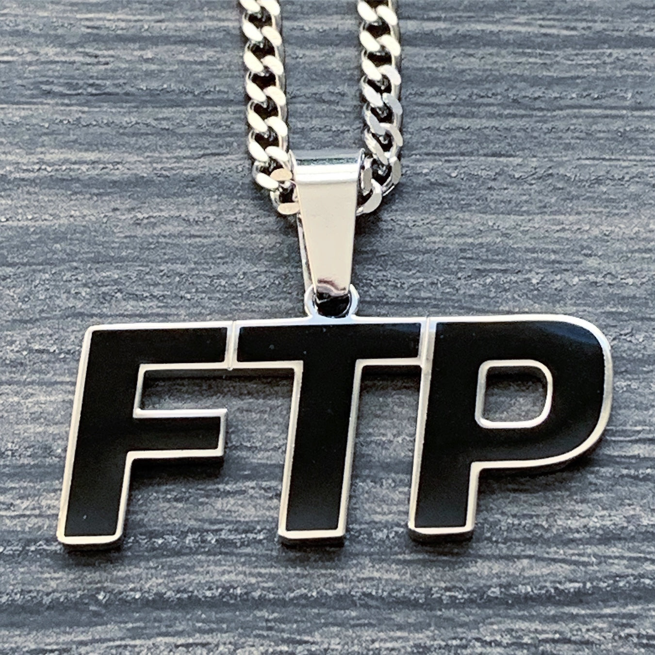 Black 'FTP' Necklace