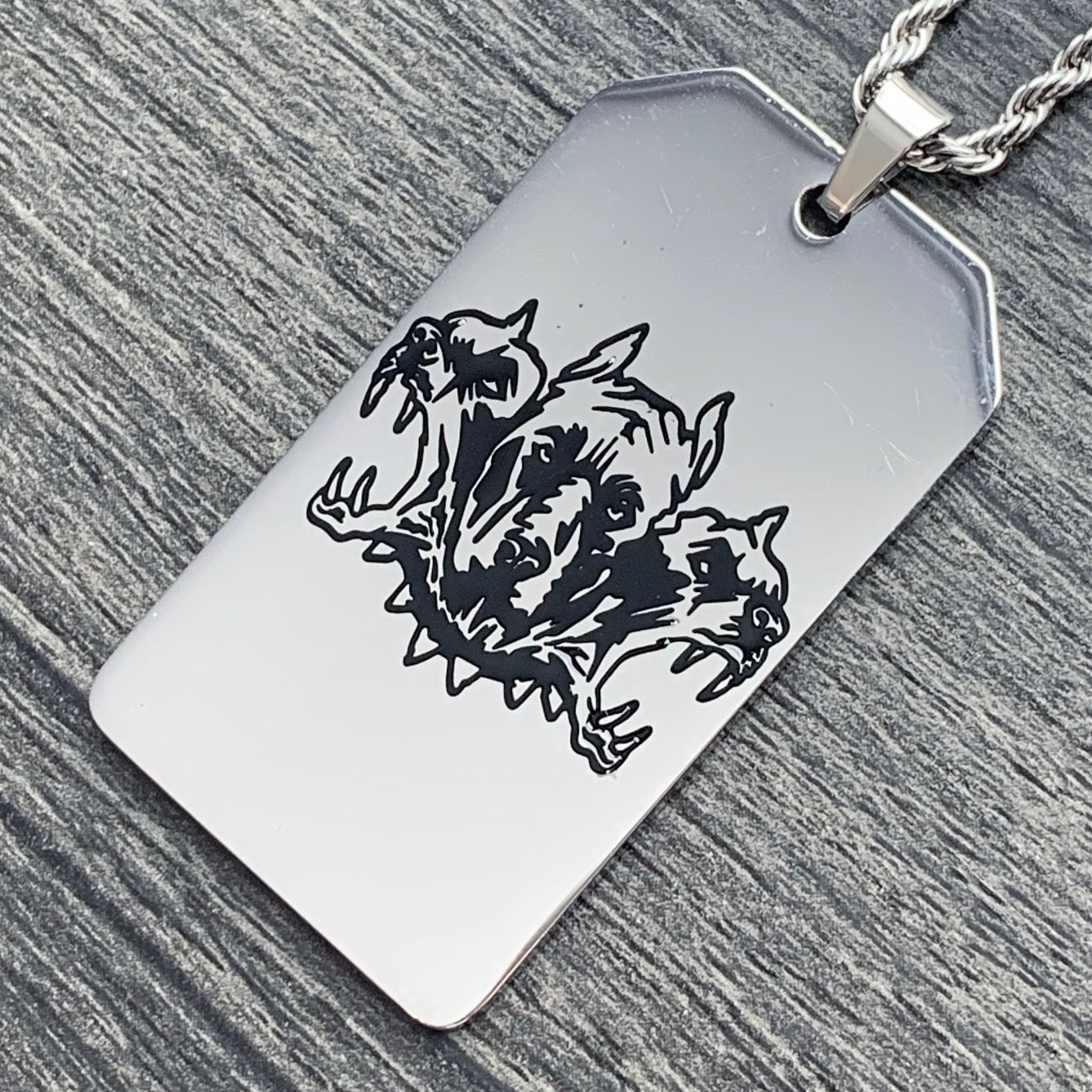 Black 'CITY MORGUE' Toe Tag Necklace