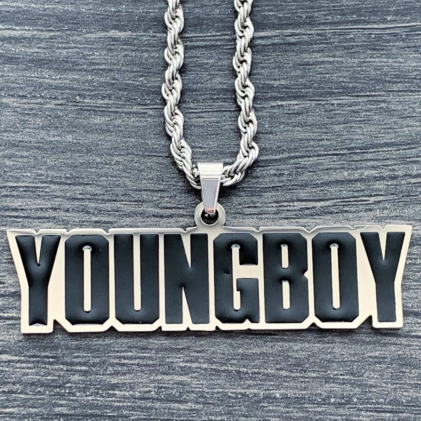 Black 'YOUNGBOY' Necklace