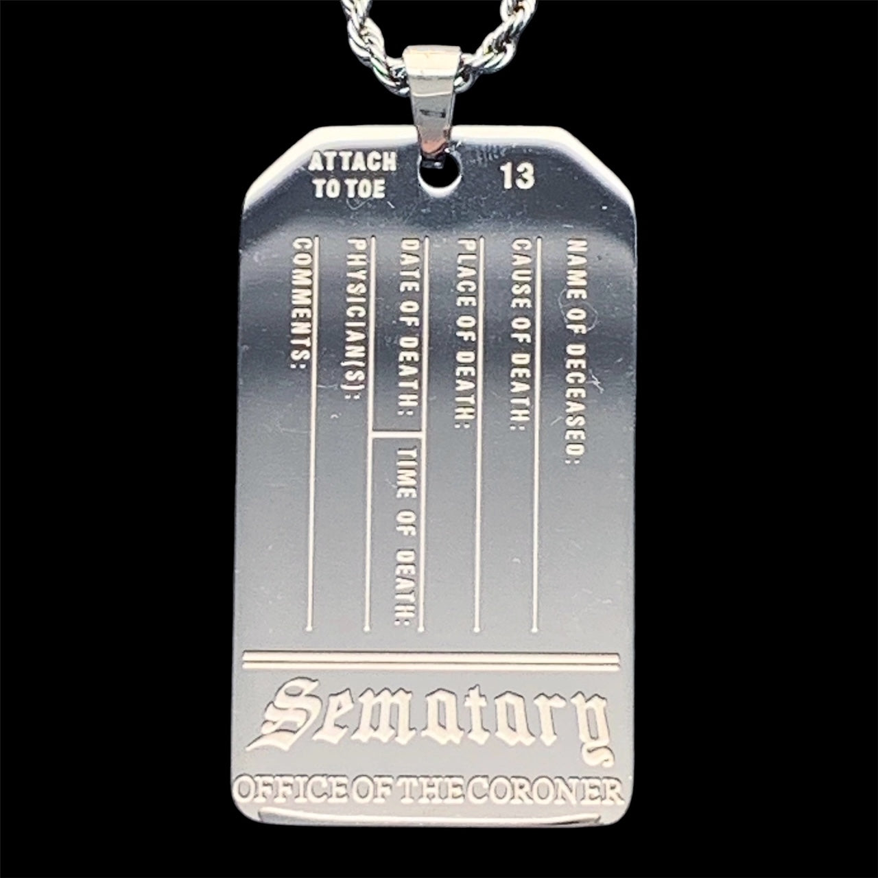 Sematary 'Toe Tag' Necklace