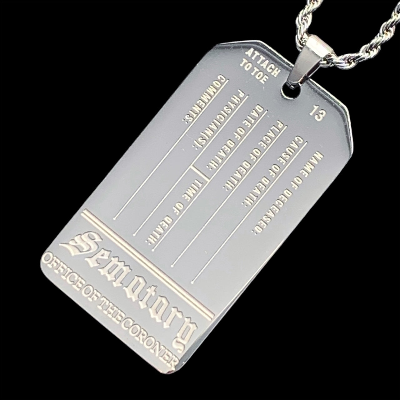 Sematary 'Toe Tag' Necklace