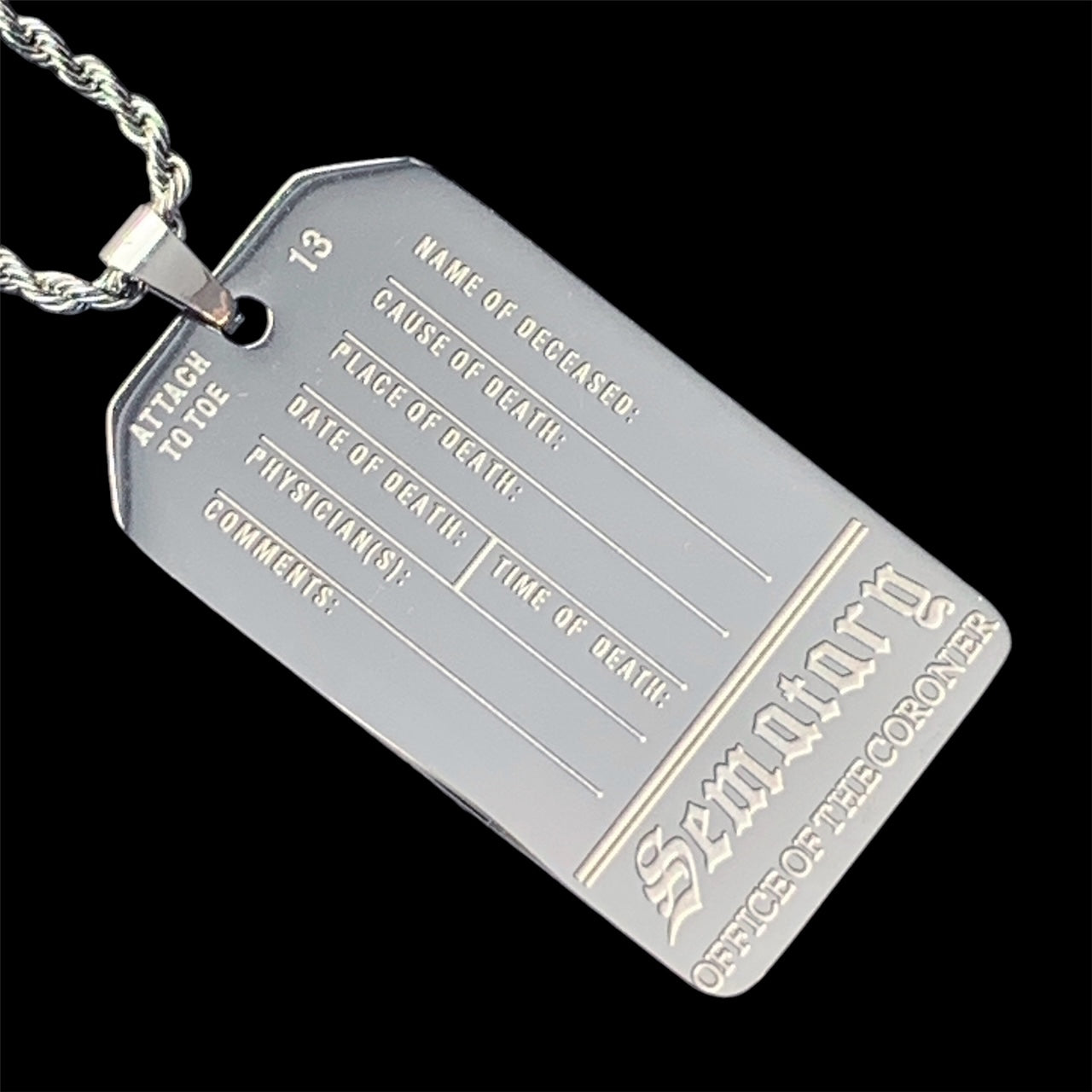 Sematary 'Toe Tag' Necklace