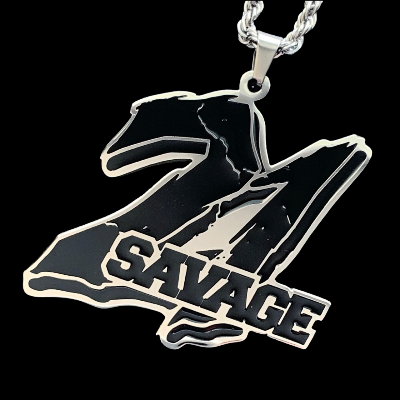 Black '21 SAVAGE' Necklace