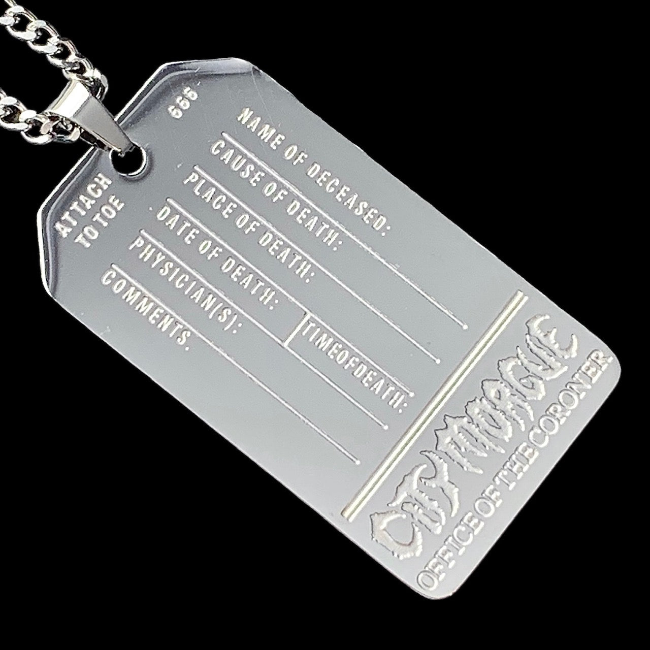 'CITY MORGUE' Toe Tag Necklace