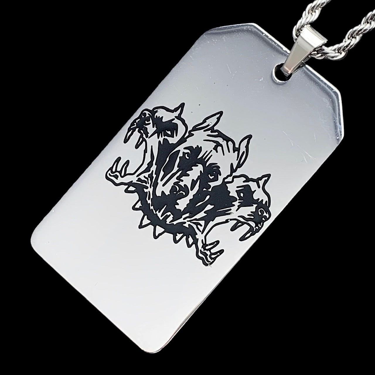 Black 'CITY MORGUE' Toe Tag Necklace